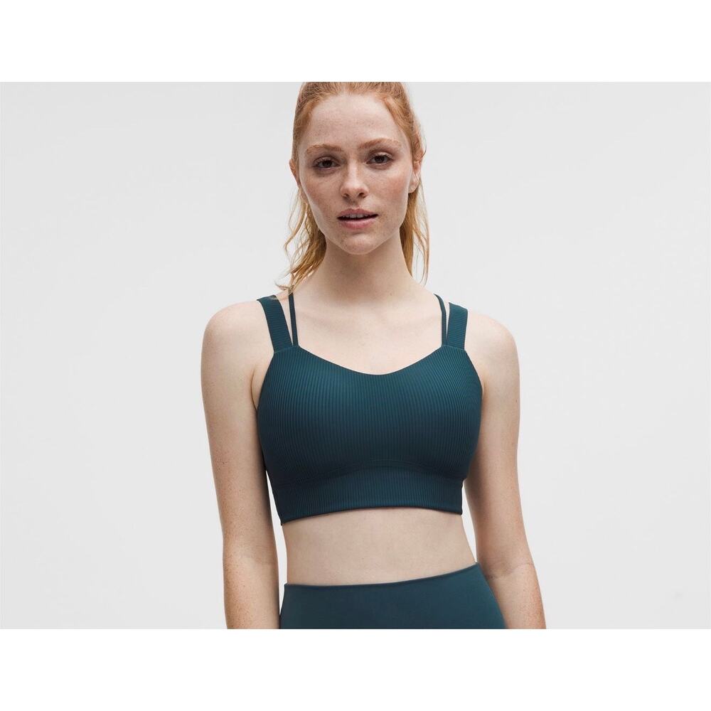 Lululemon Like a Cloud Ribbed Longline Bra D/DD Indochine Blue Size 10 NWT